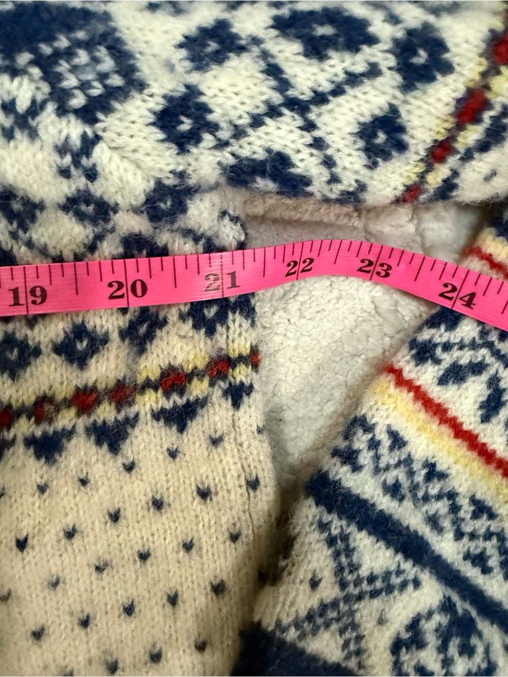 Susan Bristol 100% Wool Fair Isle Nordic Cardigan L Metal Clasps Blue Cream - Picture 5 of 7